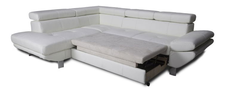Kožená rohová sedací souprava Casting bílá (L)