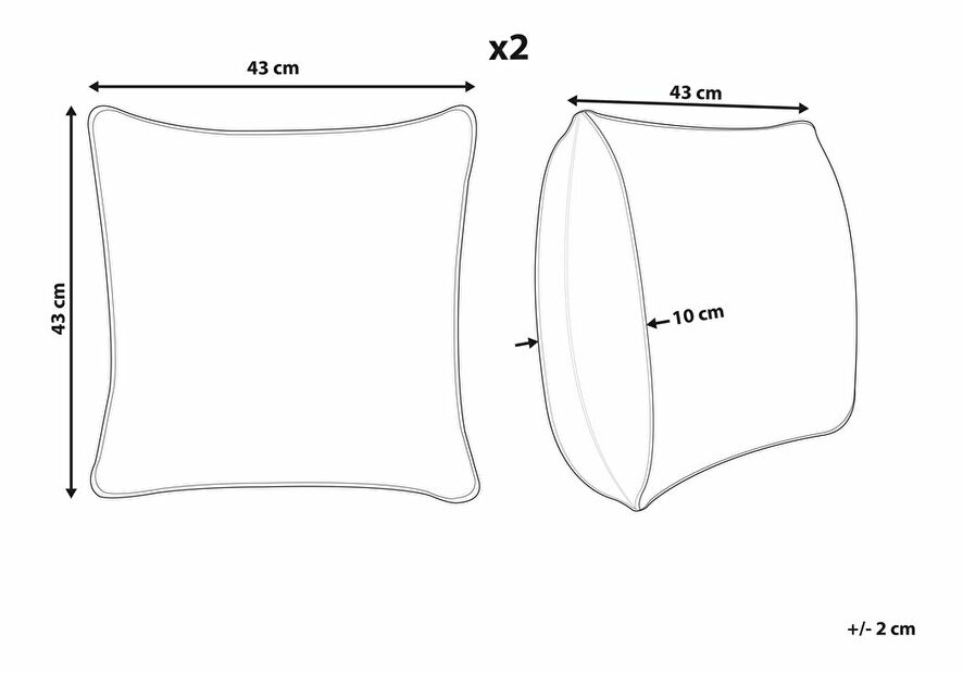 Sada 2 ozdobných polštářů 47 x 27 cm Milie (růžová)