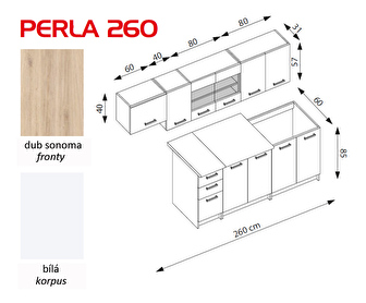 Kuchyně Perla 260 cm