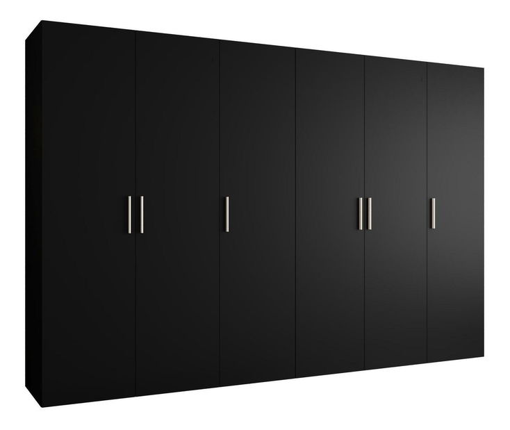 Šatní skříň 300 cm Borry 1 (černá + stříbrná)