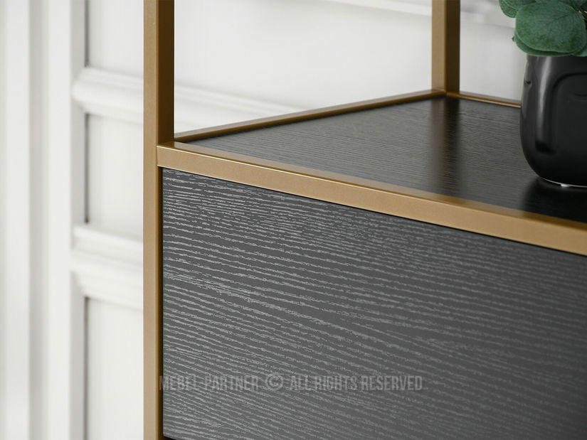 Regál Soren Reg (černé dřevo + zlatá)