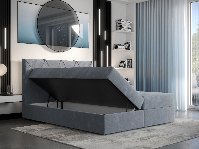 Manželská postel Boxspring 140 cm Athena (bordó) (s matrací a úložným prostorem)