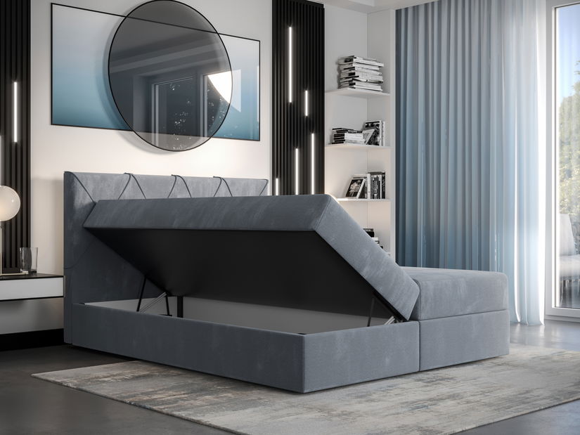 Manželská postel Boxspring 160 cm Athena Comfort (béžová) (s matrací a úložným prostorem)