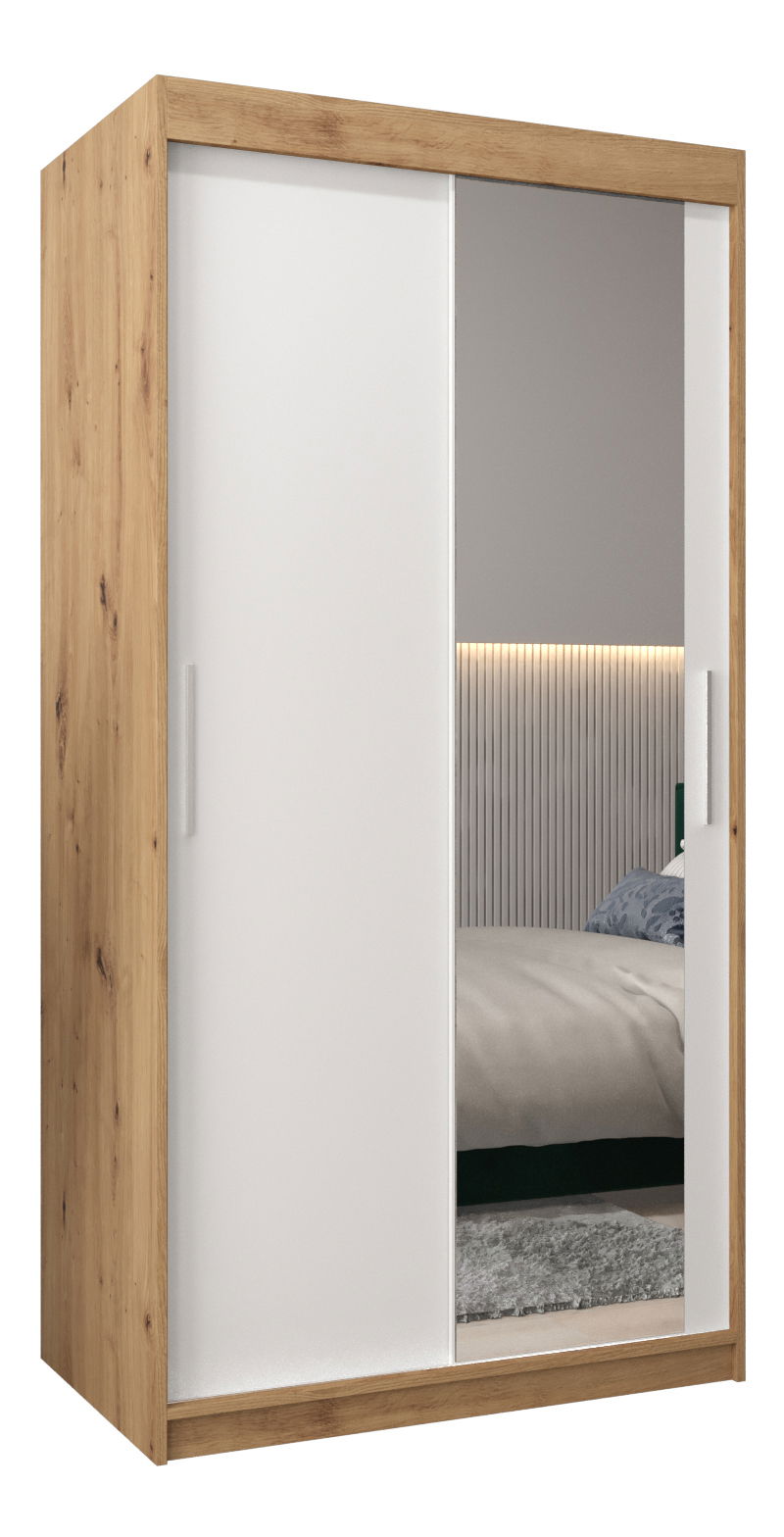 Šatní skříň 100 cm Toki 2 (Dub artisan + Bílá matná)