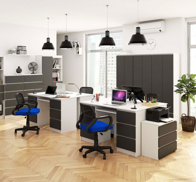 PC stolek Behati (bílá + šedý grafit)