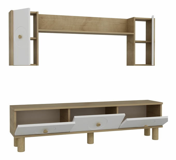 Obývací stěna Dentialo (dub + bílá)