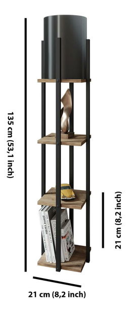 Stojanová lampa s policemi Narakotta 1 (přírodní + černá)