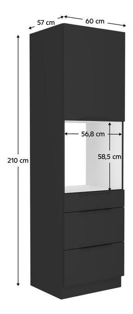Vysoká skříňka na vestavnou troubu Sobera 60 DPS 210 3S1F (černá)