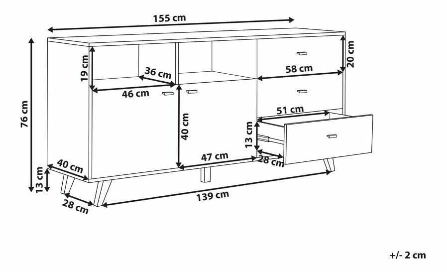 Komoda ILISAR (světlé dřevo)