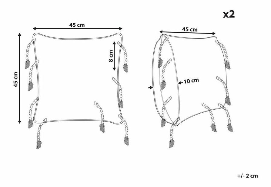 Sada 2 ozdobných polštářů 45 x 45 cm Endiv (černobílá)