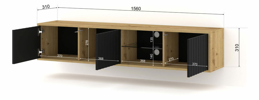 TV stolek/skříňka 156 Vinear (dub artisan + černá)