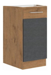 Dolní kuchyňská skříňka 40 D 1F BB Velaga (šedá matná + dub lancelot)