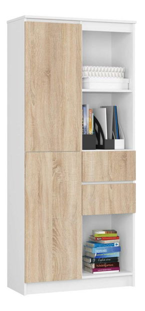 Regál Rizwan (bílá + dub sonoma)