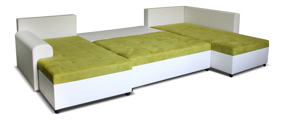 Rohová sedací souprava U Lisbona L+2F+BL (tyrkysová + bílá) (L)