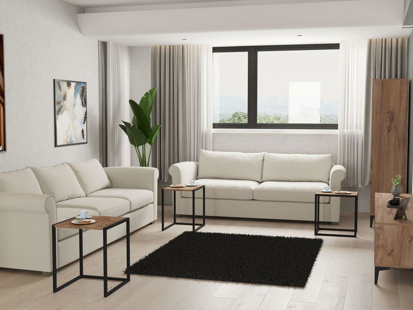 Set 3ks. konferenčních stolků Kibusa (černá + borovice atlantická)