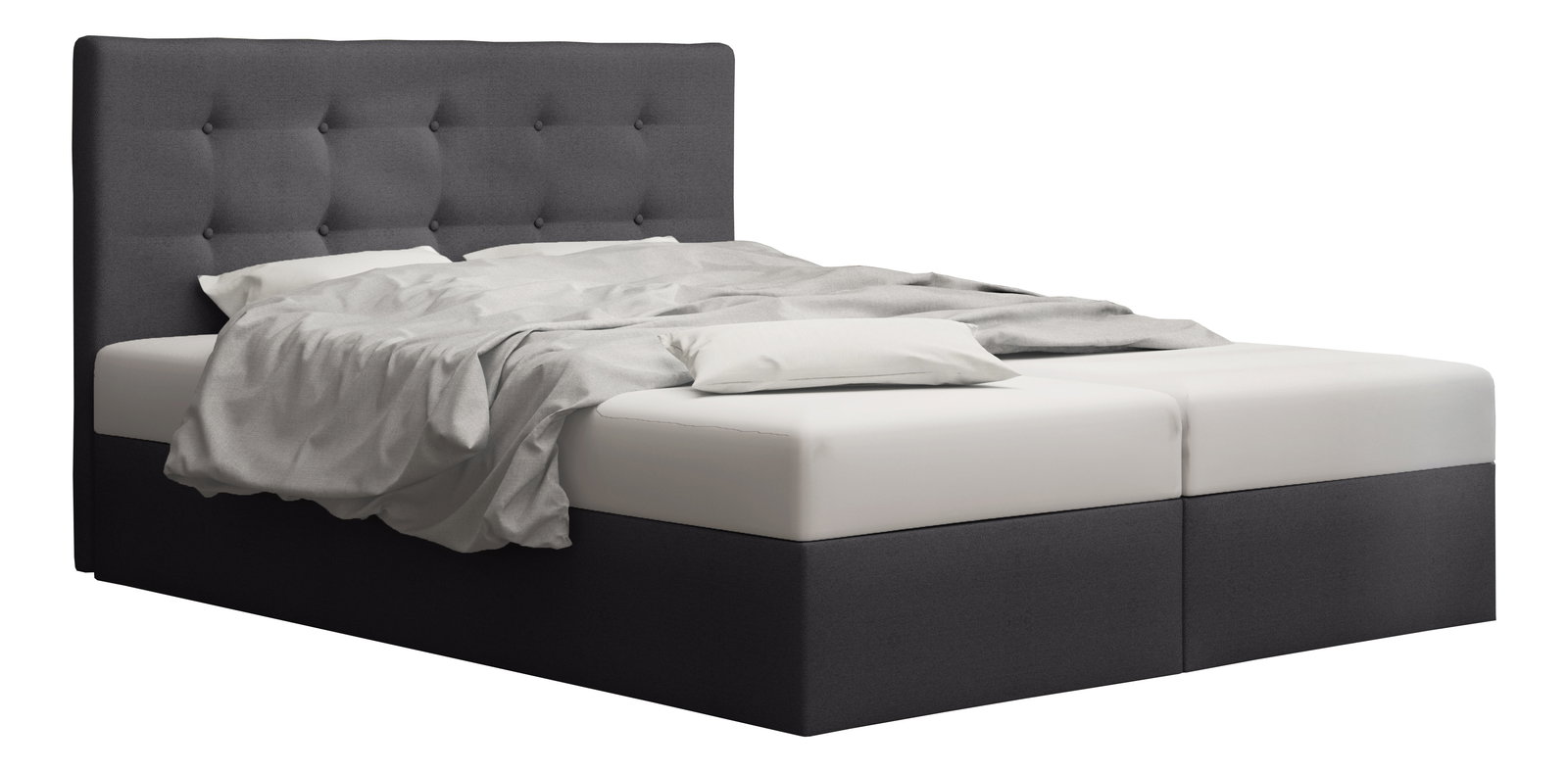 Manželská postel Boxspring 180 cm Duel 1 (tmavě šedá) (s matrací a úložným prostorem)
