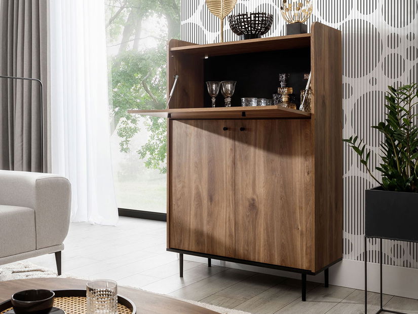 Komoda Percival PC3 (černá + brandy castello)