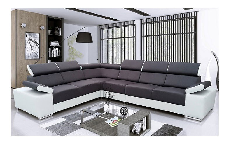 Rohová sedací souprava Mollie (černá + bílá) (L)