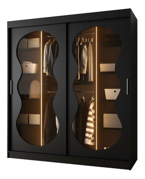 Šatní skříň 180 cm Boomer 3 (černá) (s osvětlením)