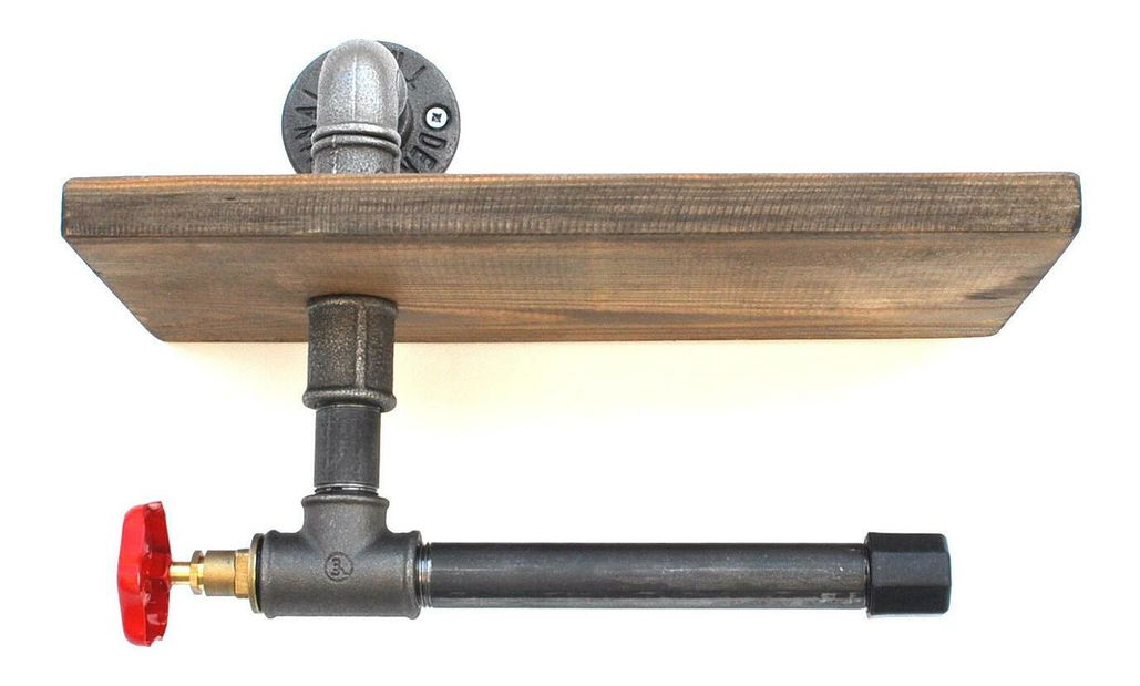 Nástěnný držák na toaletní papír Mapeno 10 (ořech + černá)