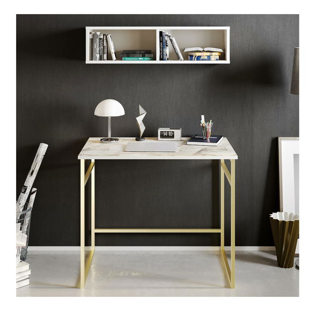 PC stolek Gomma (bílá + zlatá)