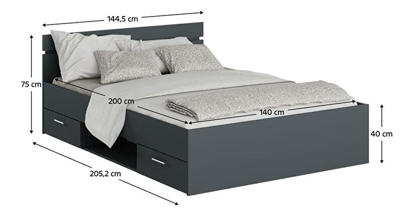 Manželská postel 140 cm Michigin (grafit) (s úložným prostorem)