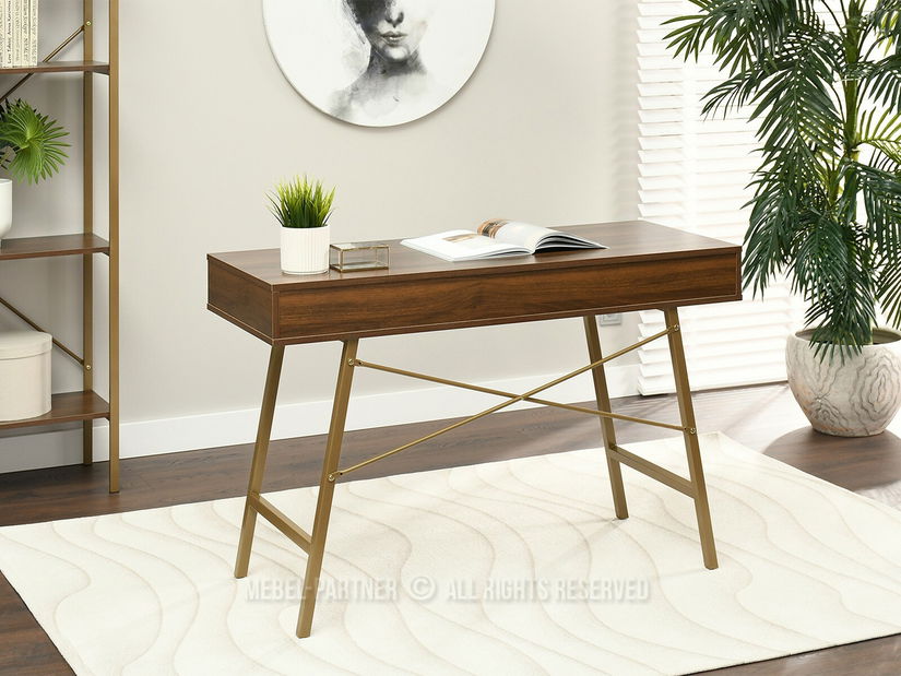 PC stolek Gavon (ořech + zlatá)