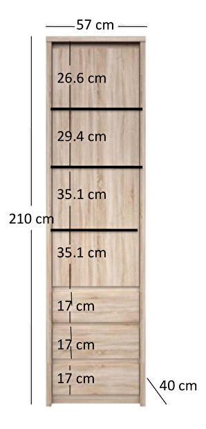 Regál Noella 1D3S (dub sonoma)