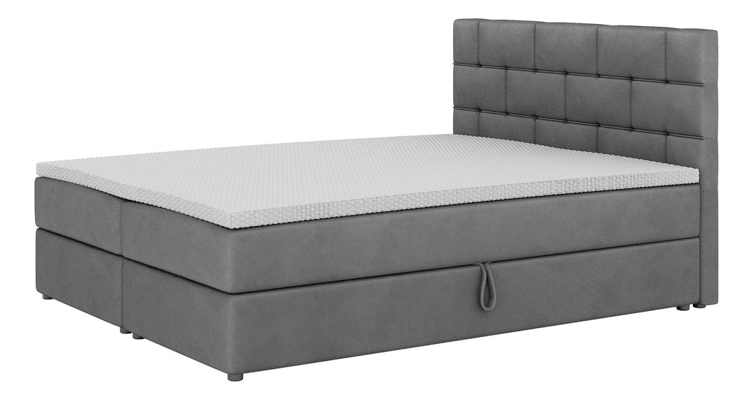Boxspring postel 140x200 cm Waller Comfort (tmavě šedá) (s roštem a matrací)