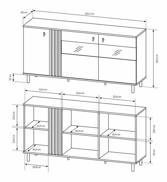 Vitrína Madeira 3D (dub artisan + černý antracit)