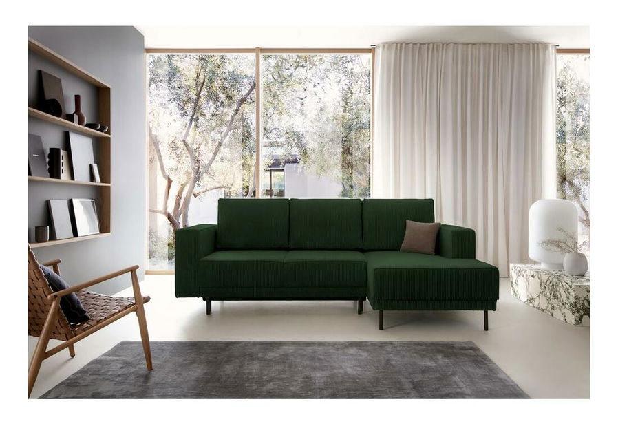 Rohová sedací souprava Rodriguez mini (P) (tmavě zelená + černá)