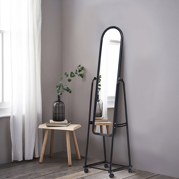 Zrcadlo na kolečkách Dumuro (černá) *výprodej