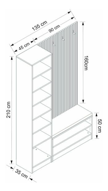 Předsíňová sestava Nemake 33 (ořech)