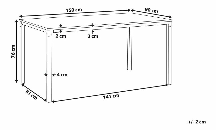 Jídelní stůl HOKOL (světlé dřevo + černá) (pro 6 osob)