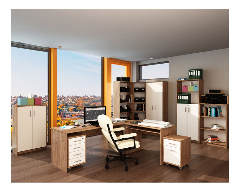 Kancelářská sestava Hansa 2 NEW (craft dunkel + bílá)