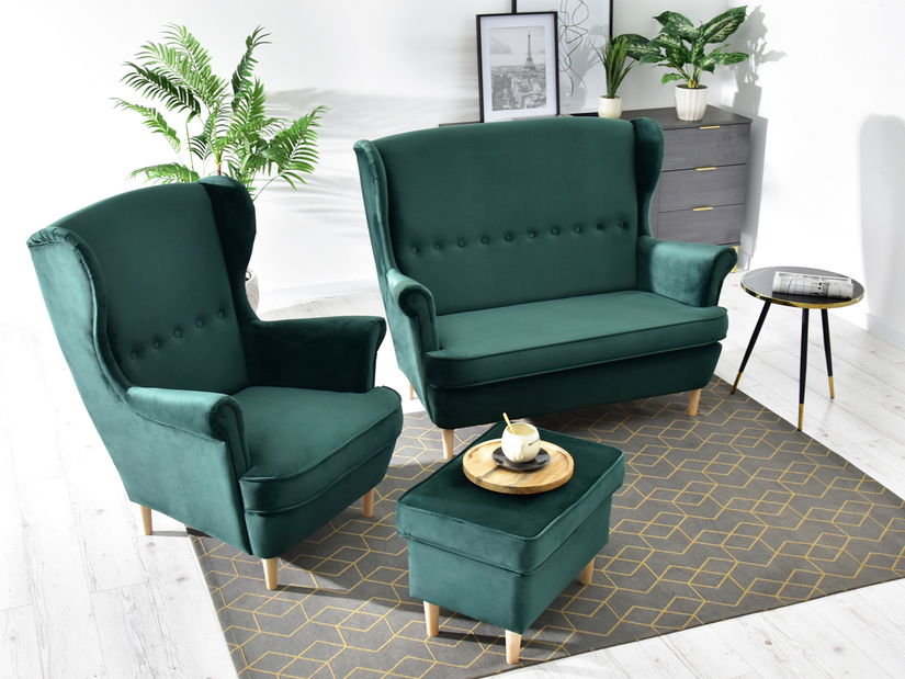 Pohovka dvousedačka ve tvaru ušák Muriera (zelená + černá)