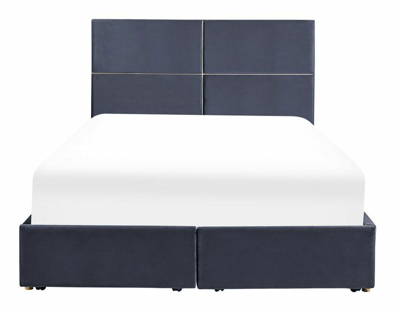 Manželská postel 140 cm Vissarion (černá) (s roštem a úložným prostorem)