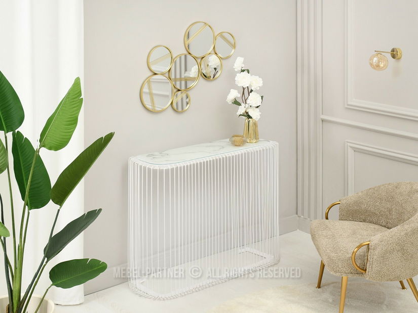 Konzolový stolek Naviole (mramor + bílá)