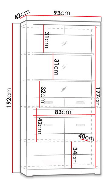 Vitrína Nadenas N3 (jasan tmavý)