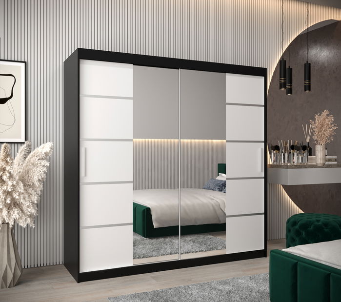 Šatní skříň 200 cm Verika 4 200 (černá + bílá)