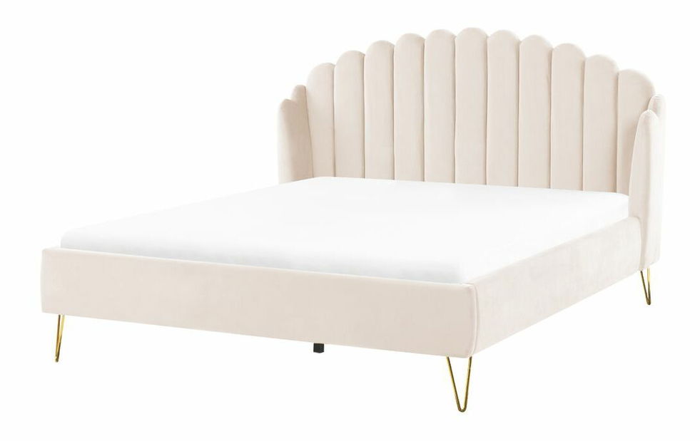 Manželská postel 180 cm Alise (béžový samet) (s roštem)