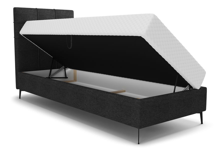 Jednolůžková postel 80 cm Infernus Bonell (černá) (s roštem, bez úl. prostoru)