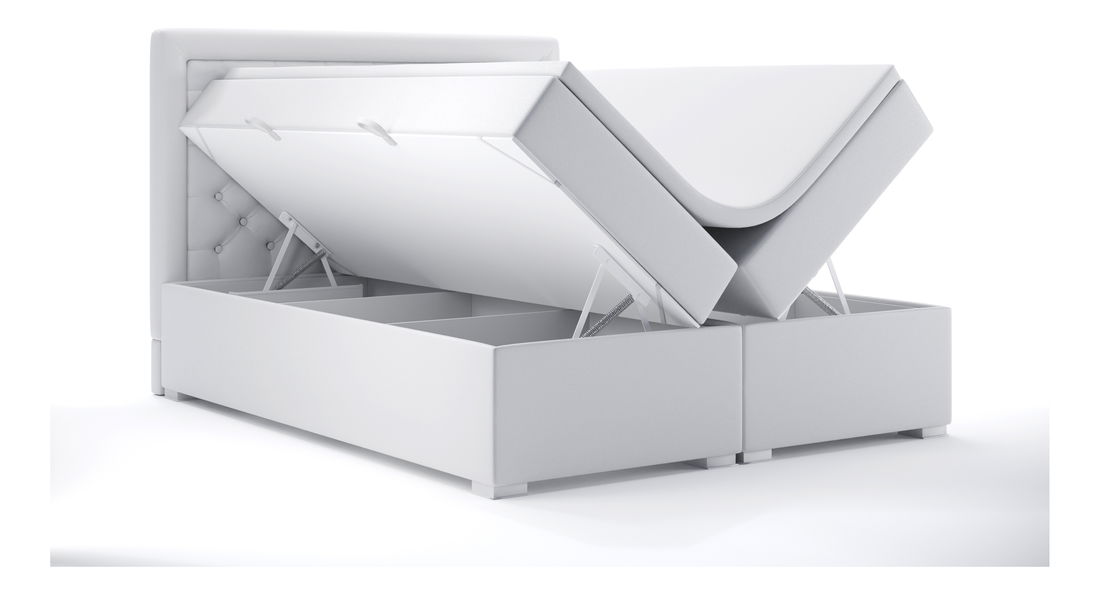 Boxspring postel 140 cm Gllamy (bílá ekokůže) (s úložným prostorem)