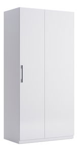 Šatní skříň Babylon B14 (bílá + bílá vysoký lesk)