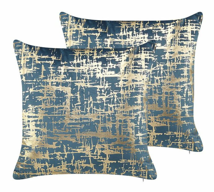 Sada 2 ozdobných polštářů 45 x 45 cm Garden (modrá)