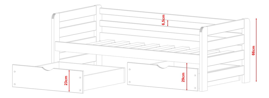 Dětská postel 90 cm Erin (s roštem a úl. prostorem) (bílá)