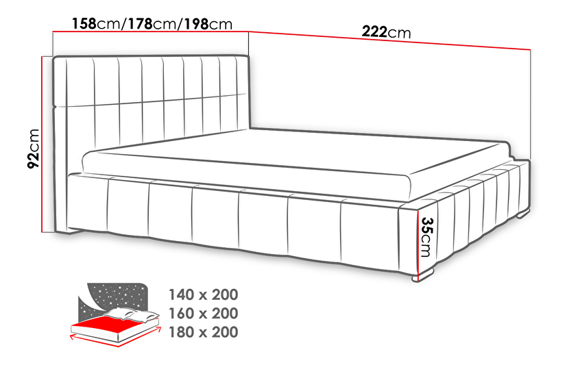 Čalouněná postel s úložným prostorem Mikael (140x200) (Rico 23)