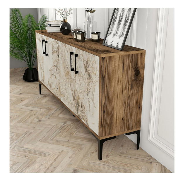 Skříňka Kim 160 (ořech + bílý mramor)