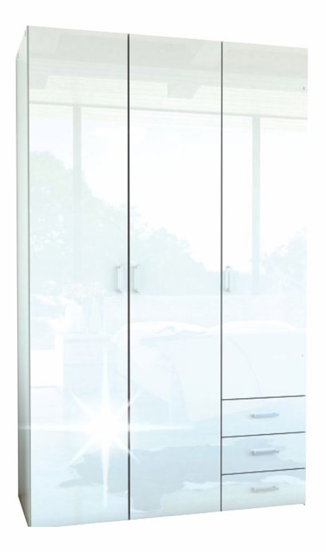 Šatní skříň Got 70427 3D (bílá + vysoký lesk bílý)