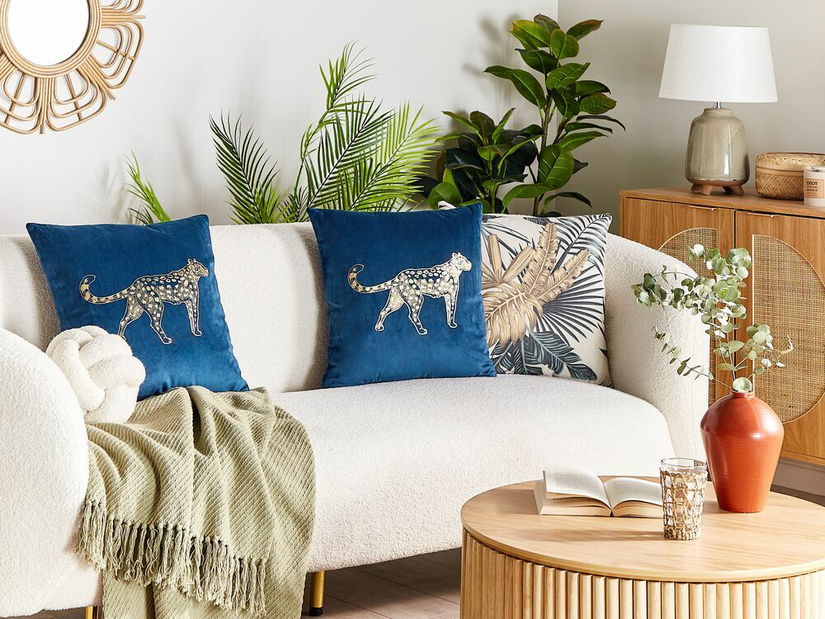 Sada 2 ozdobných polštářů 45 x 45 cm Marina (modrá)